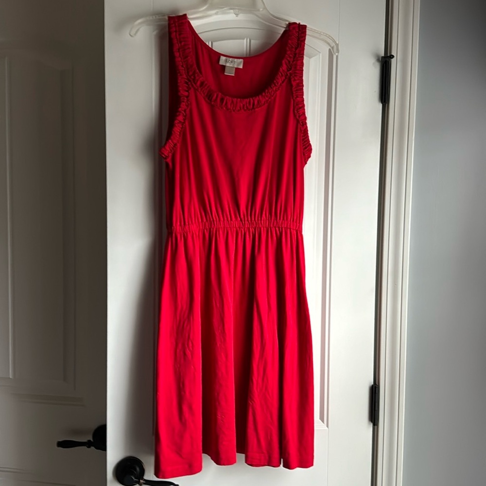 Loft Stretchy Red Sun Dress